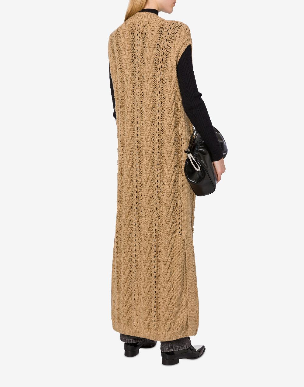 Alberta Ferretti Gilet lungo in maglia di lana e cashmere Promozione