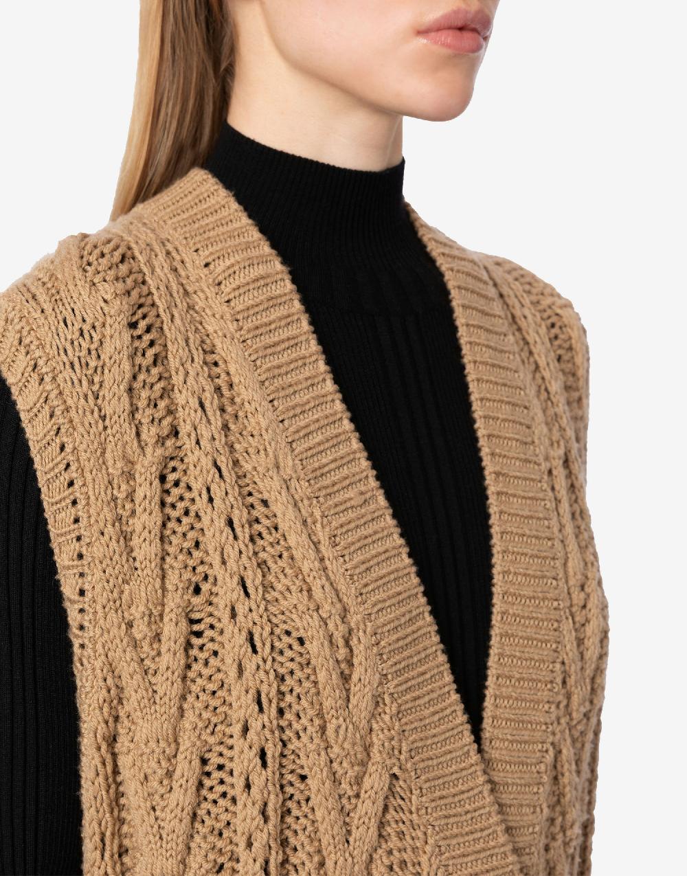 Alberta Ferretti Gilet lungo in maglia di lana e cashmere Promozione