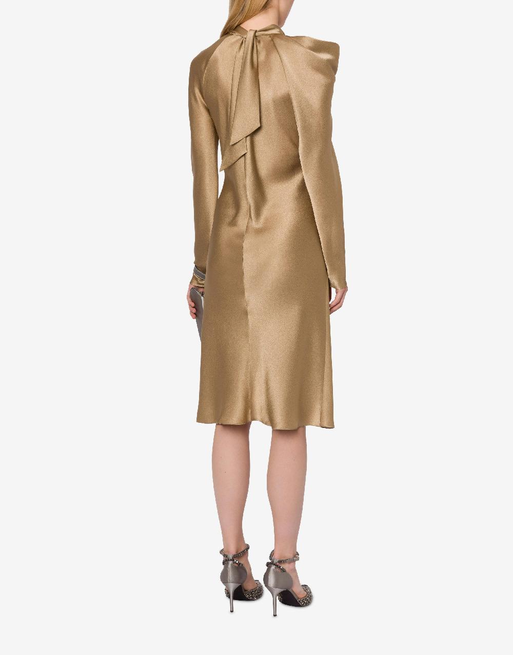 Alberta Ferretti Abito midi in raso con ruche Spedizione Gratuita