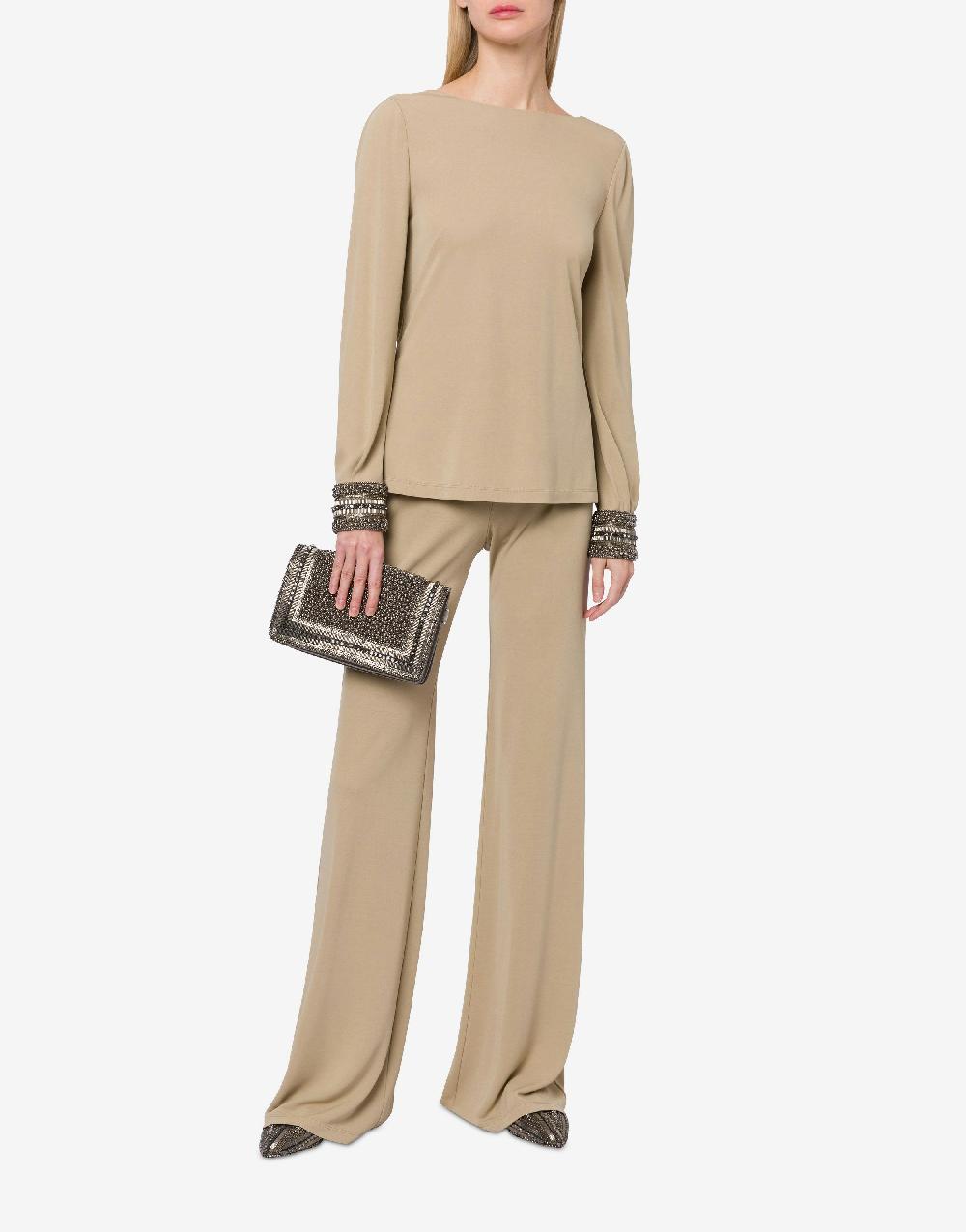 Alberta Ferretti Blusa in organzino con polsini ricamati Pezzi Unici