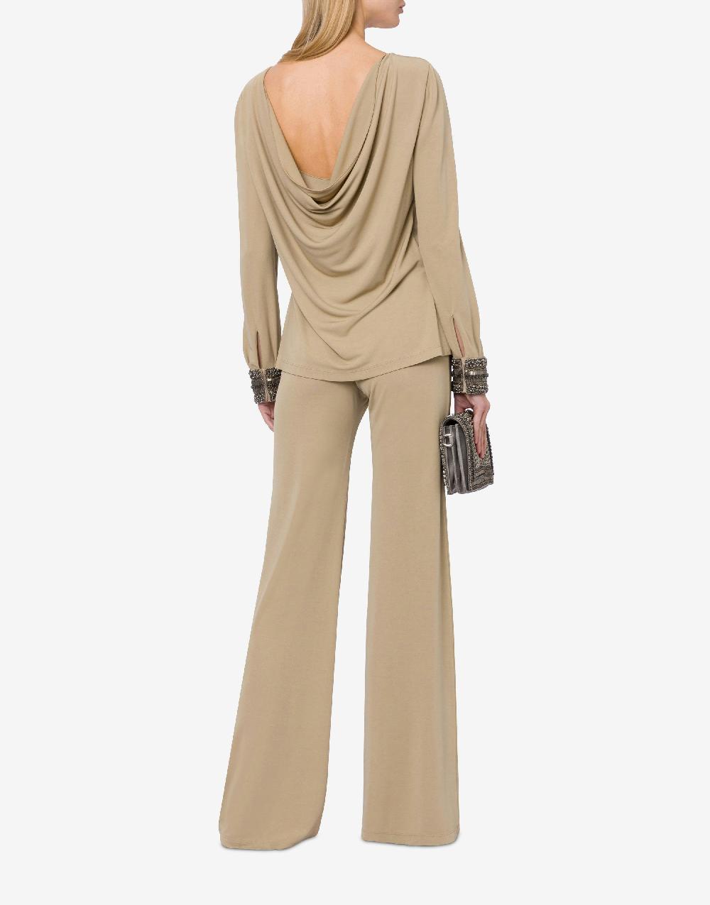 Alberta Ferretti Blusa in organzino con polsini ricamati Pezzi Unici
