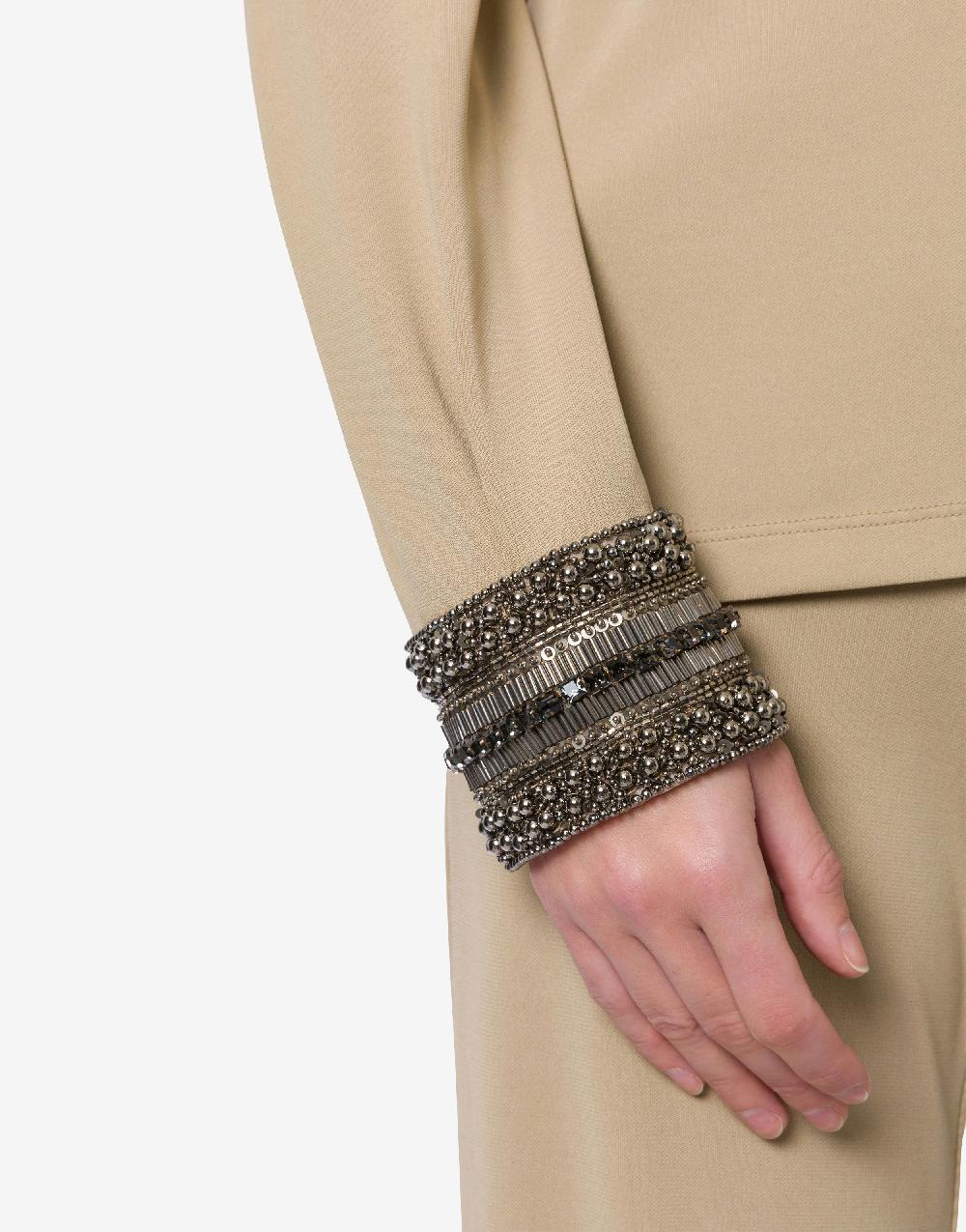 Alberta Ferretti Blusa in organzino con polsini ricamati Pezzi Unici