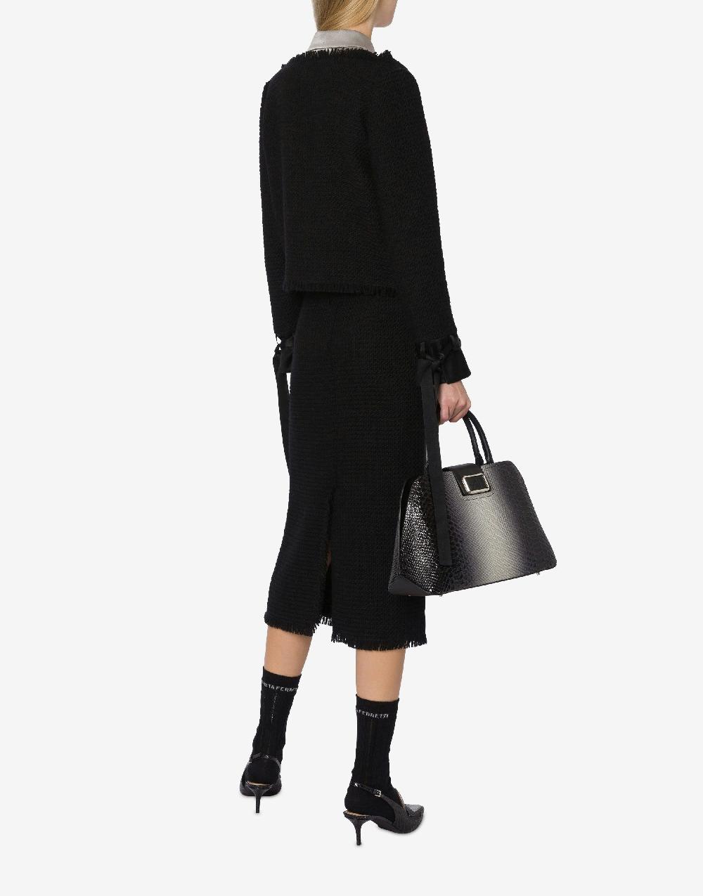 Alberta Ferretti Gonna longuette in stuoia di lana Fino Al -60%