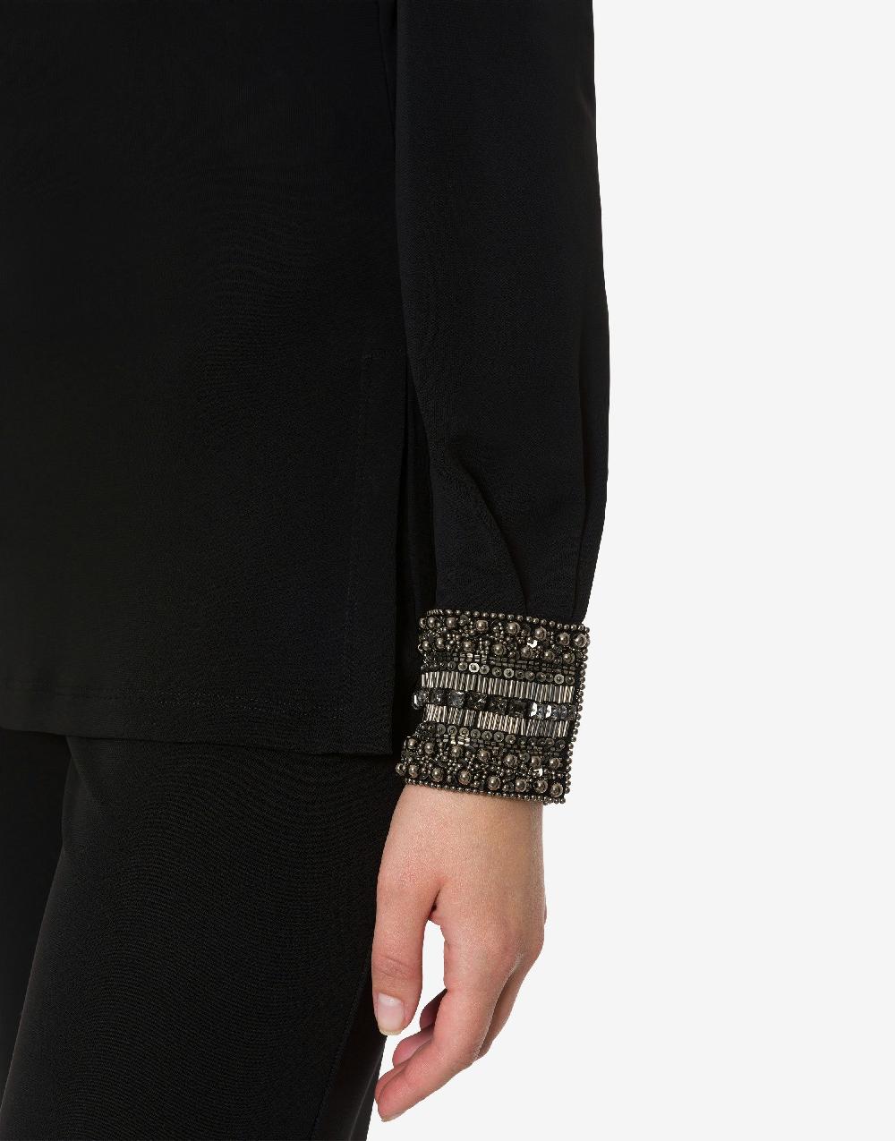Alberta Ferretti Blusa in organzino con polsini ricamati Shopping Online