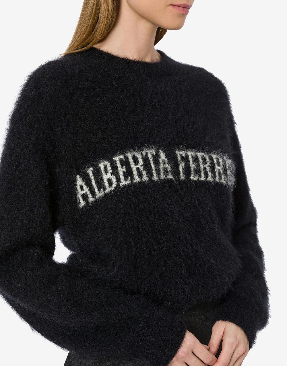 Alberta Ferretti Maglione in mohair superkid con logo Outlet