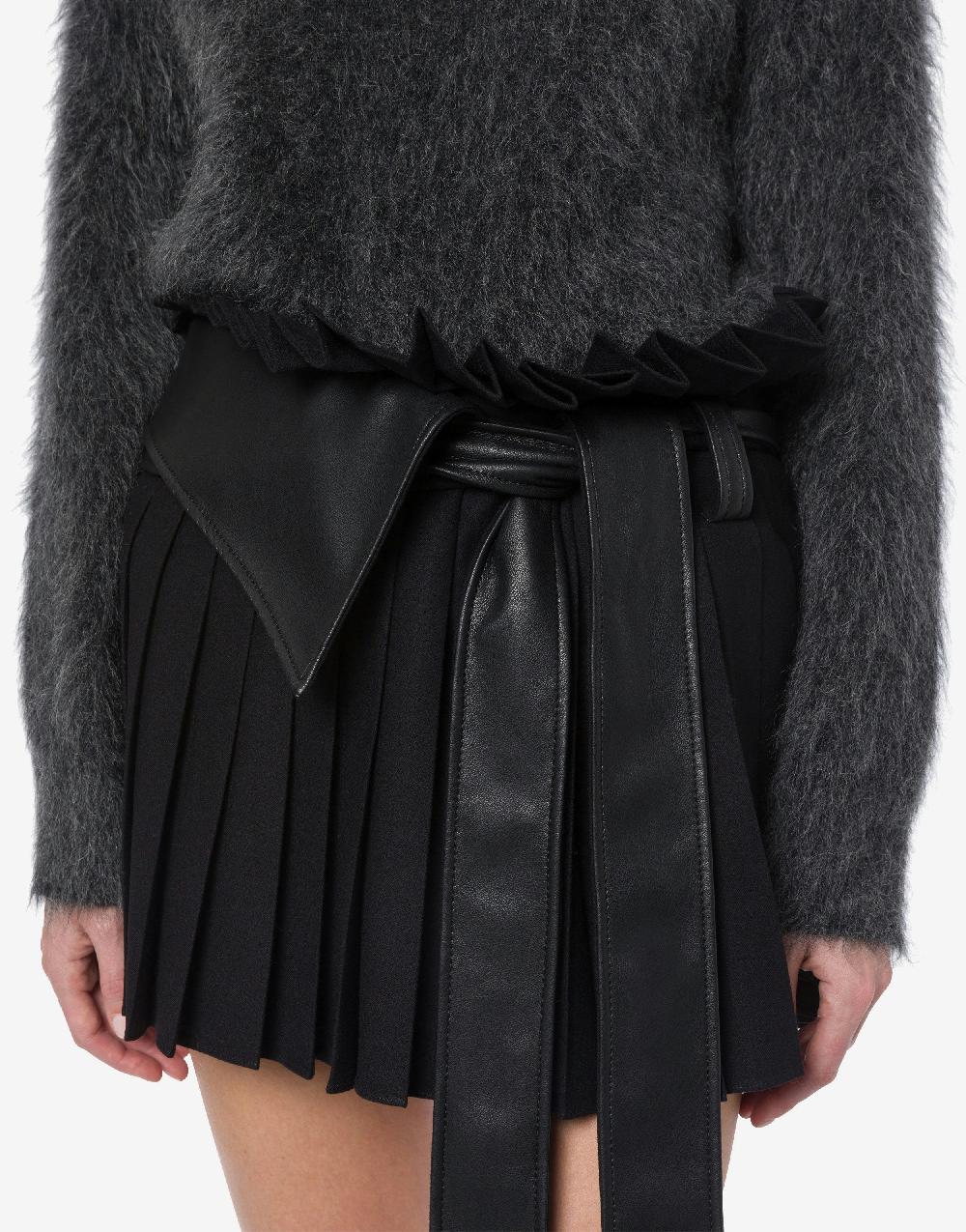 Alberta Ferretti Minigonna a pieghe in twill di lana stretch Saldi