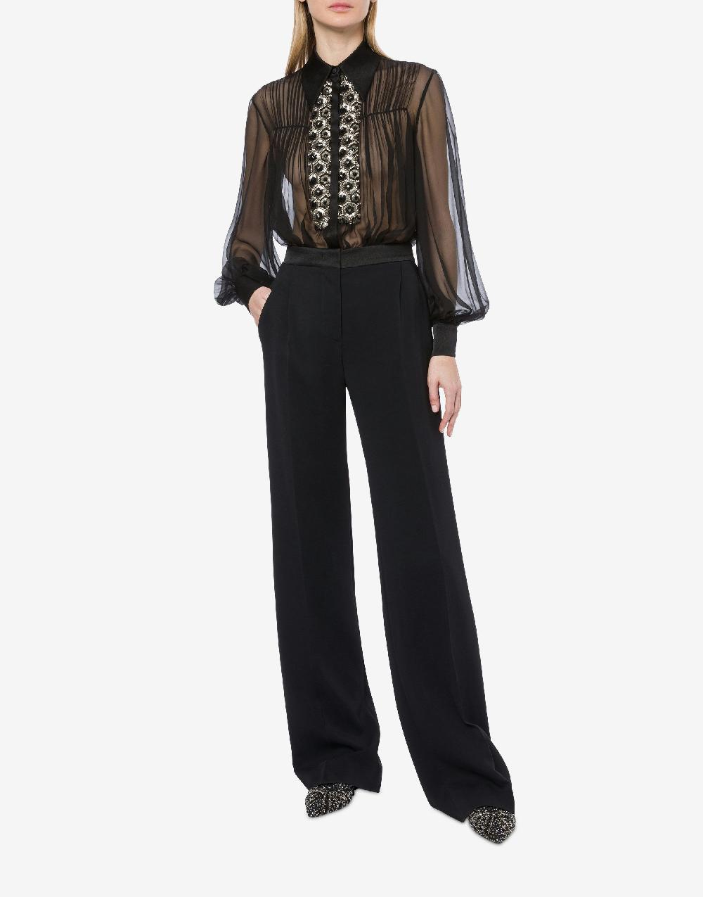 Alberta Ferretti Pantalone in cady stretch con dettagli in raso Hotsell