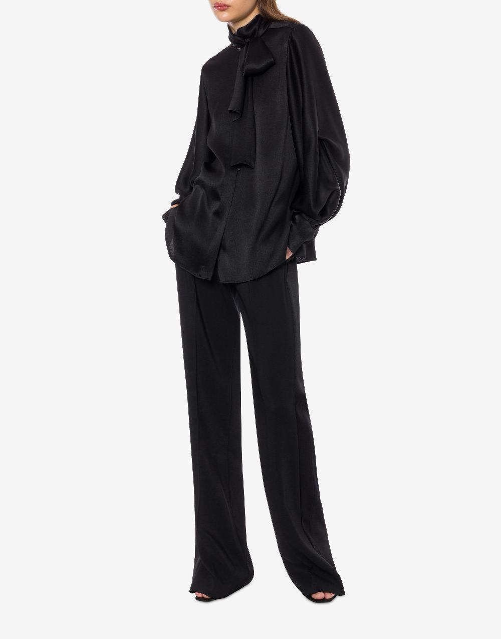 Alberta Ferretti Camicia in raso con collo lavallière Vendita Calda