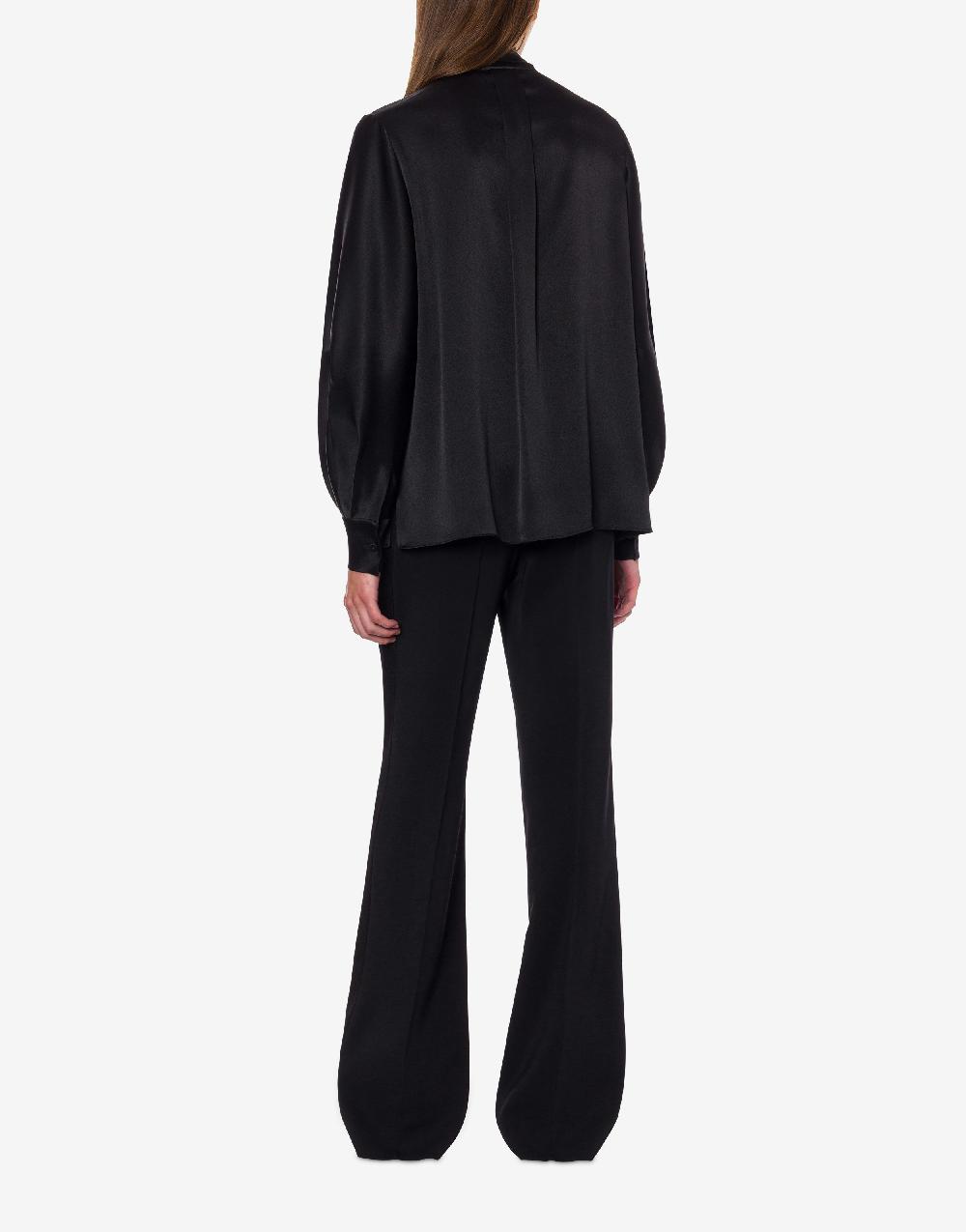 Alberta Ferretti Camicia in raso con collo lavallière Vendita Calda