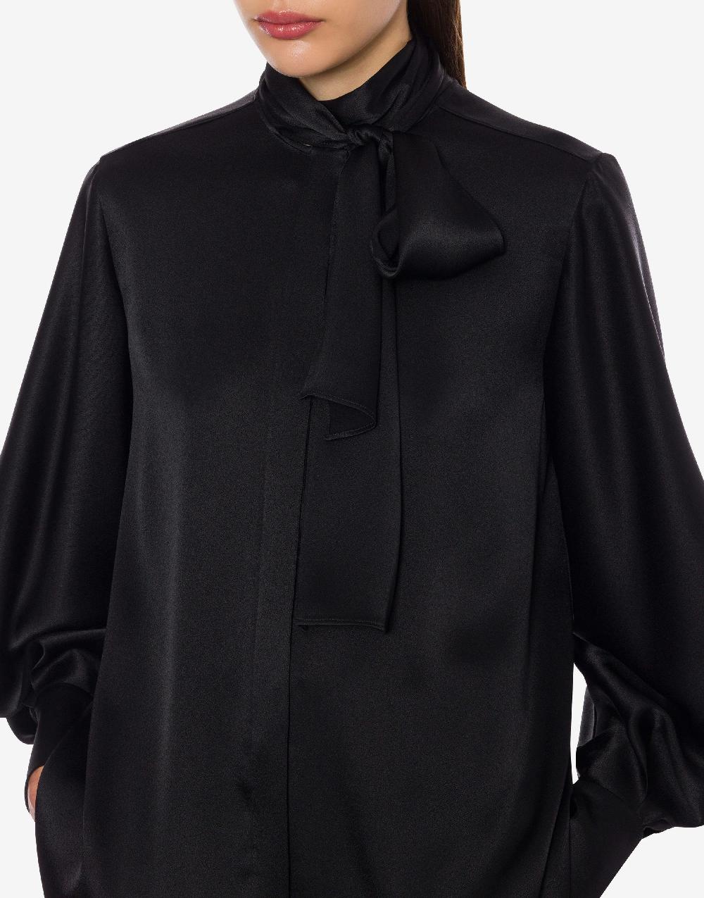 Alberta Ferretti Camicia in raso con collo lavallière Vendita Calda