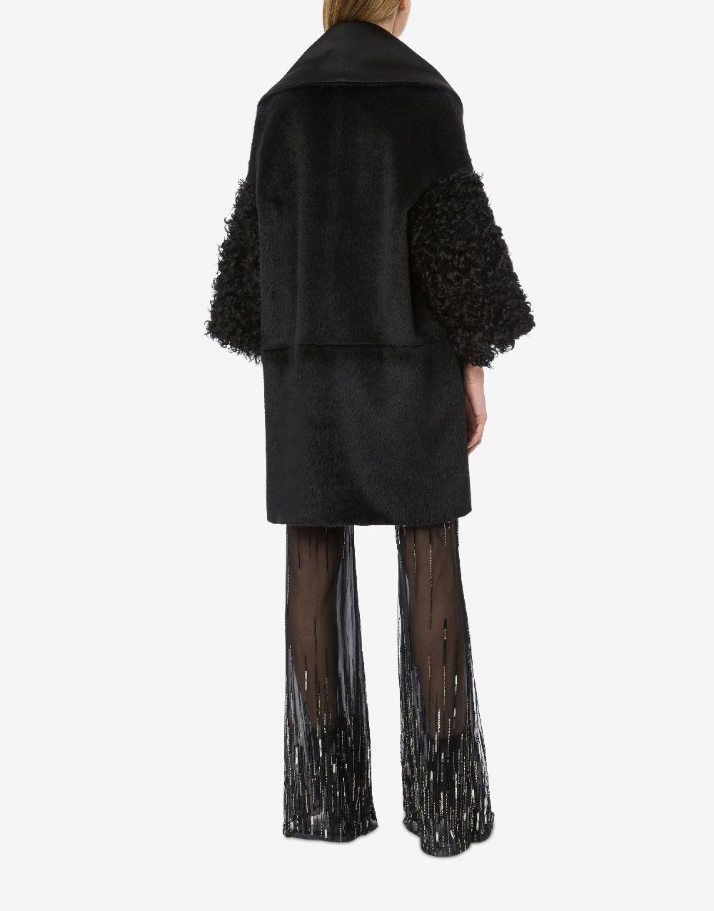 Alberta Ferretti Mantella in alpaca con manicotti in montone Saldi Di Fabbrica