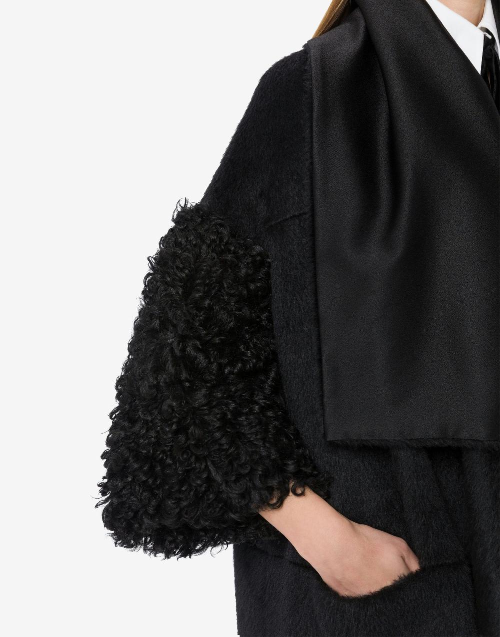 Alberta Ferretti Mantella in alpaca con manicotti in montone Saldi Di Fabbrica