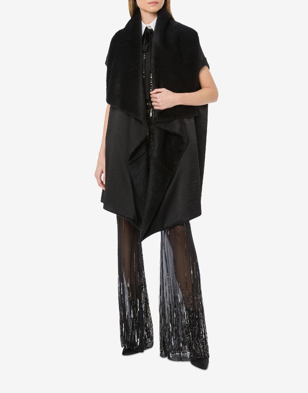 Alberta Ferretti Mantella in alpaca con manicotti in montone Saldi Di Fabbrica