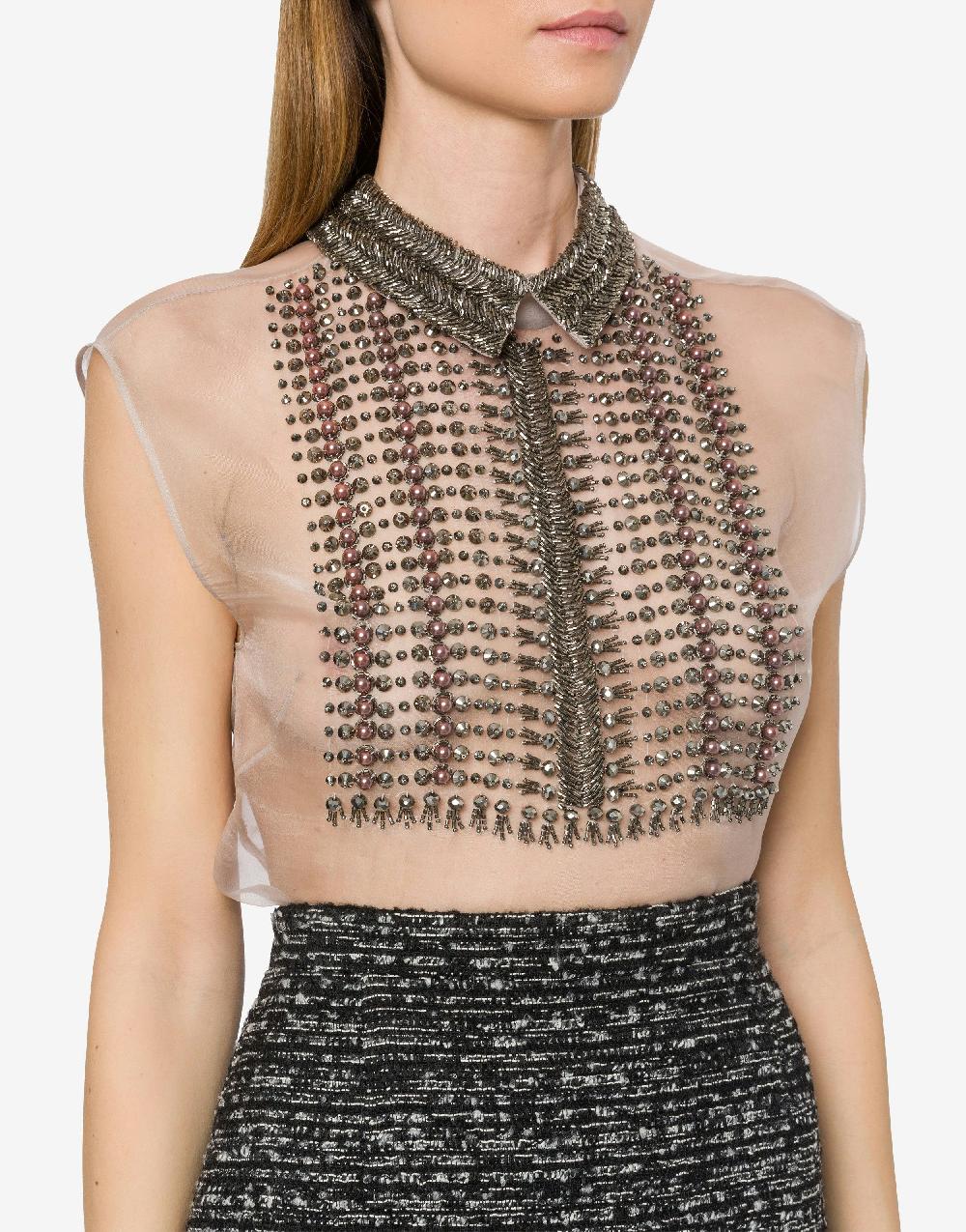 Alberta Ferretti Top in organza con ricamo perline I Più Venduti