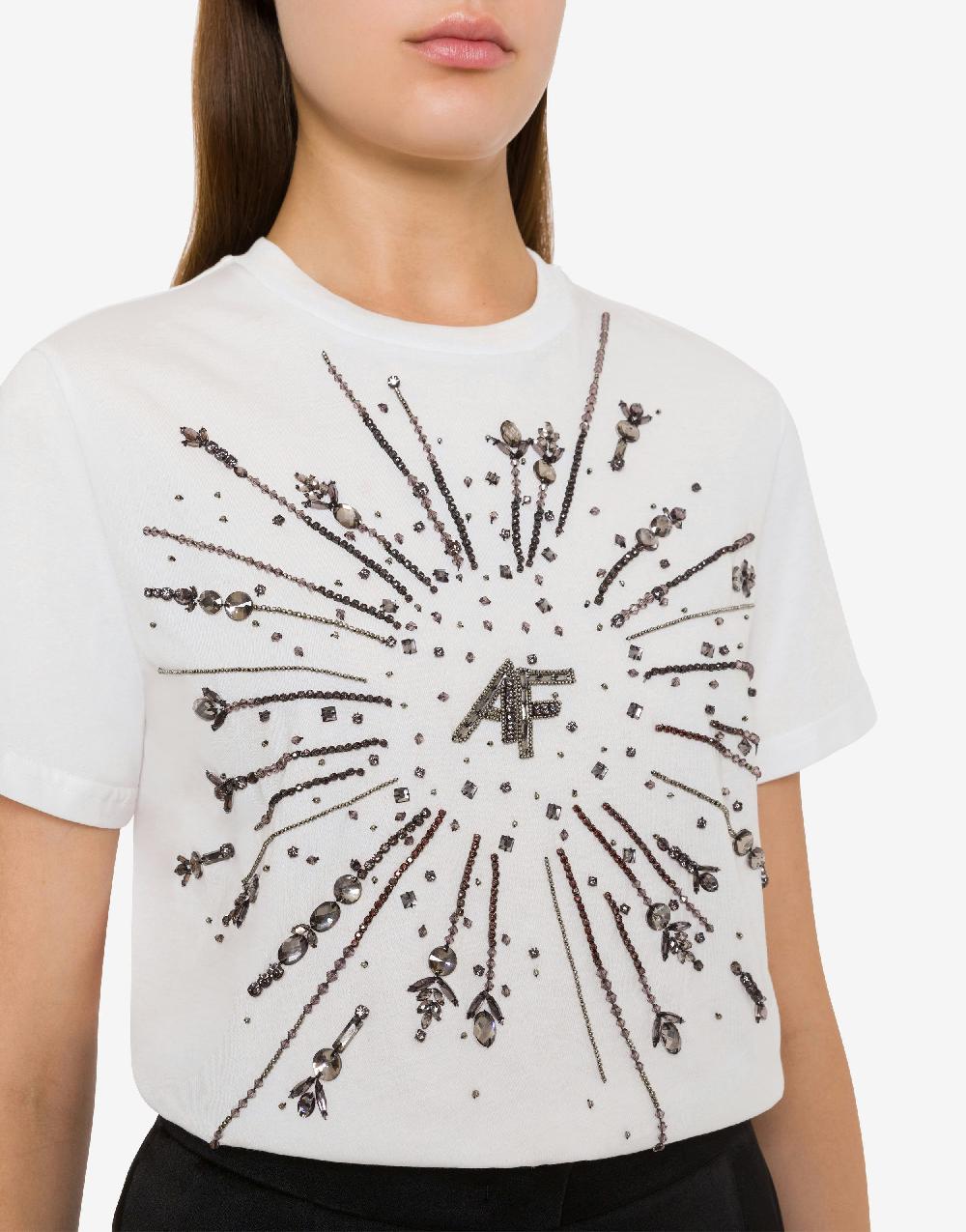 Alberta Ferretti T-shirt in jersey organico con ricamo Vendite Flash