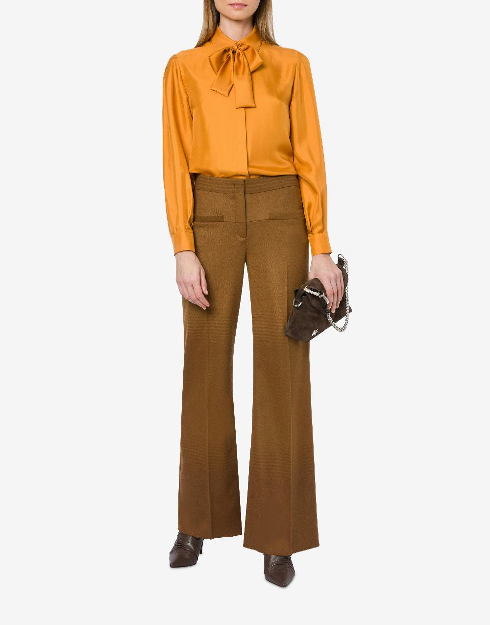 Alberta Ferretti Camicia in twill di seta con sciarpina In Saldo