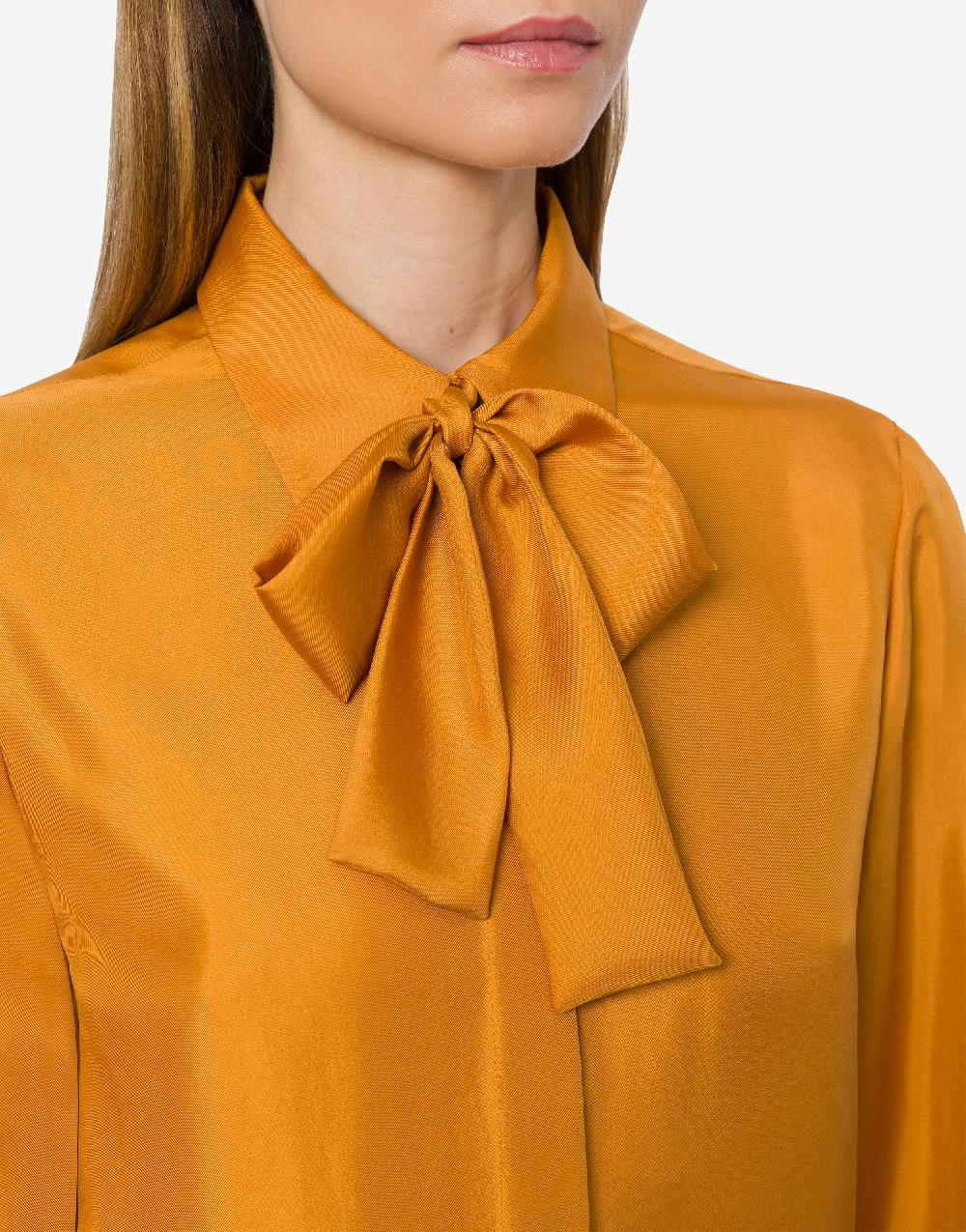 Alberta Ferretti Camicia in twill di seta con sciarpina In Saldo