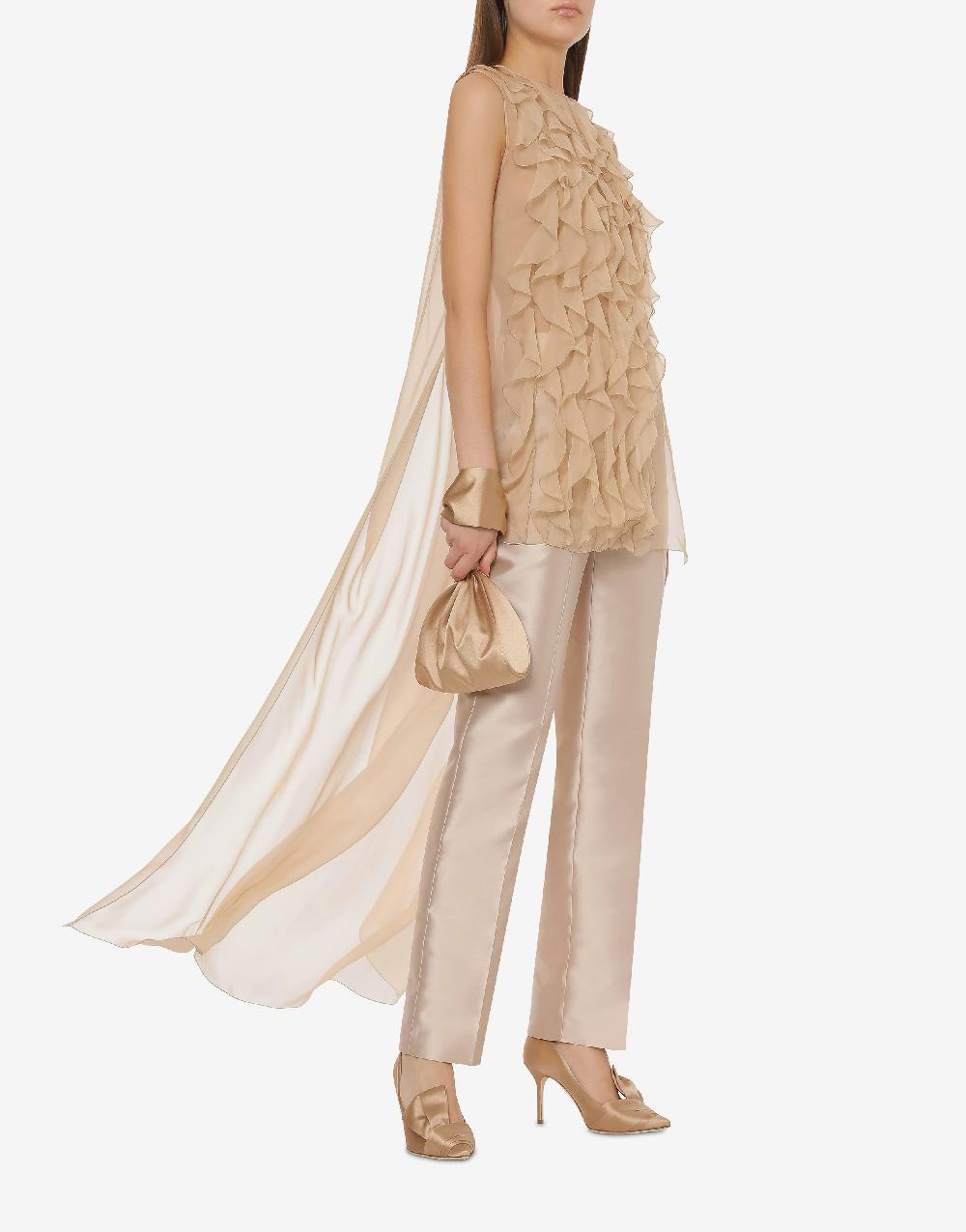 Alberta Ferretti Blusa in chiffon organico con ruches In Linea