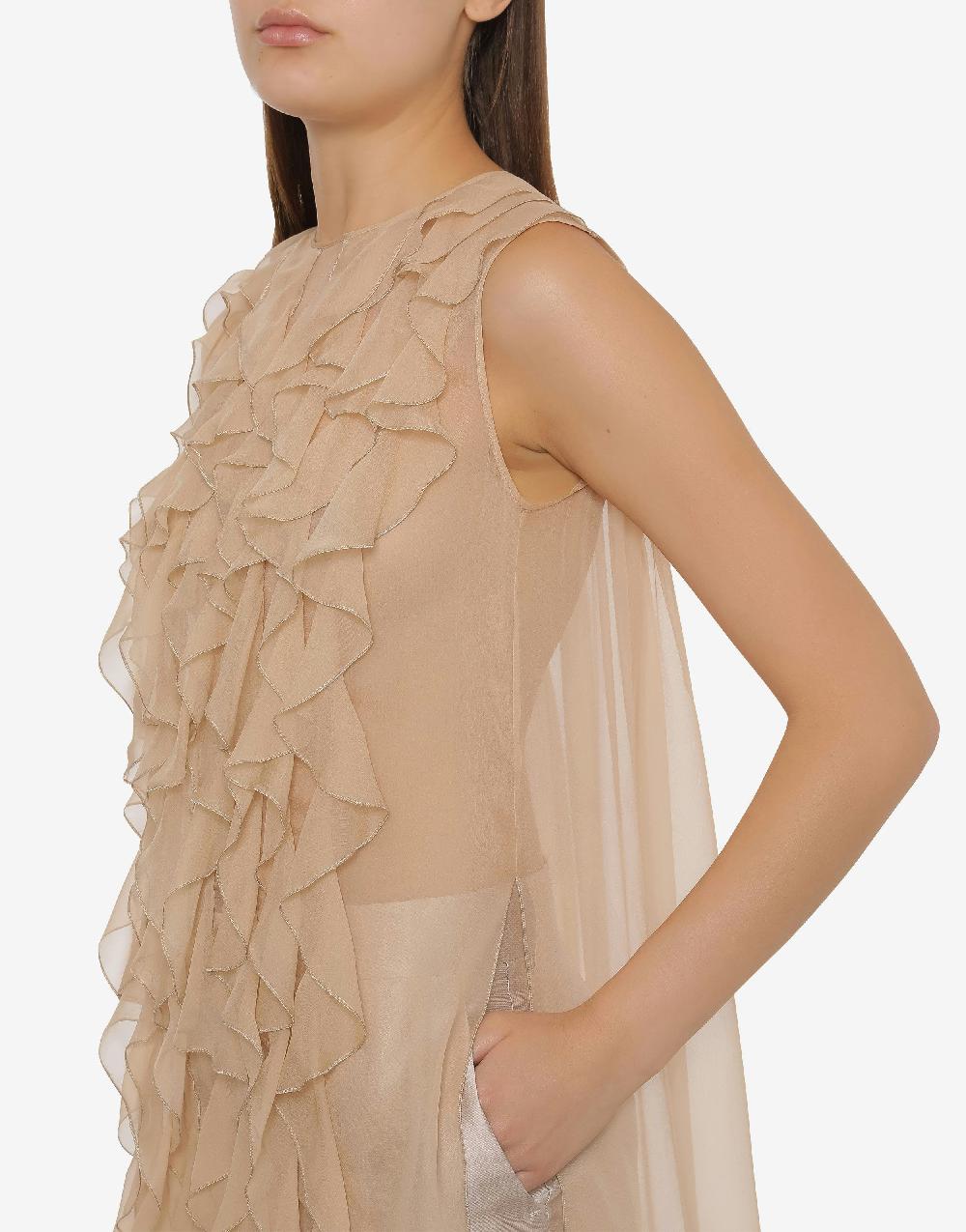 Alberta Ferretti Blusa in chiffon organico con ruches In Linea