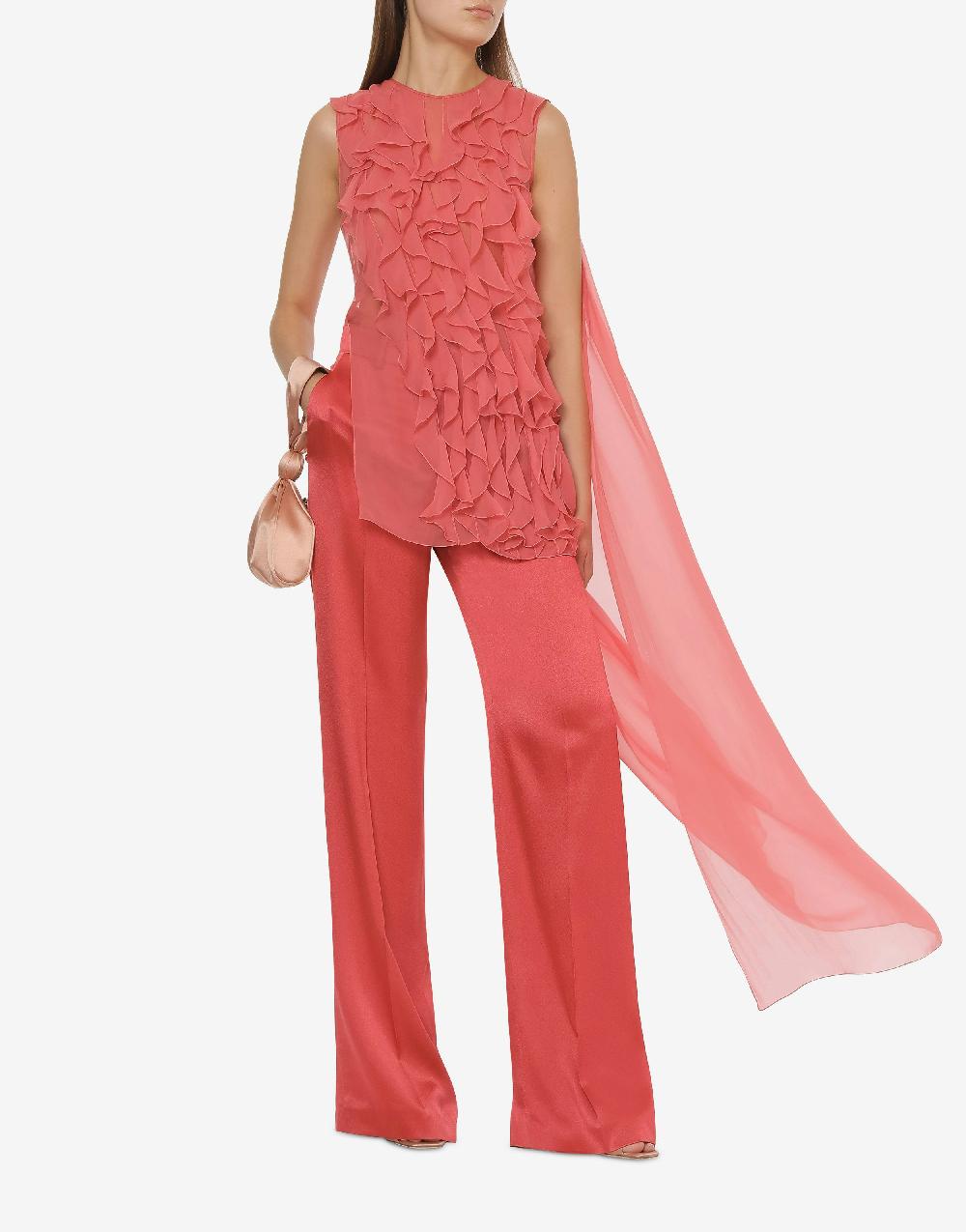 Alberta Ferretti Blusa in chiffon organico con ruches Spedizione Gratuita
