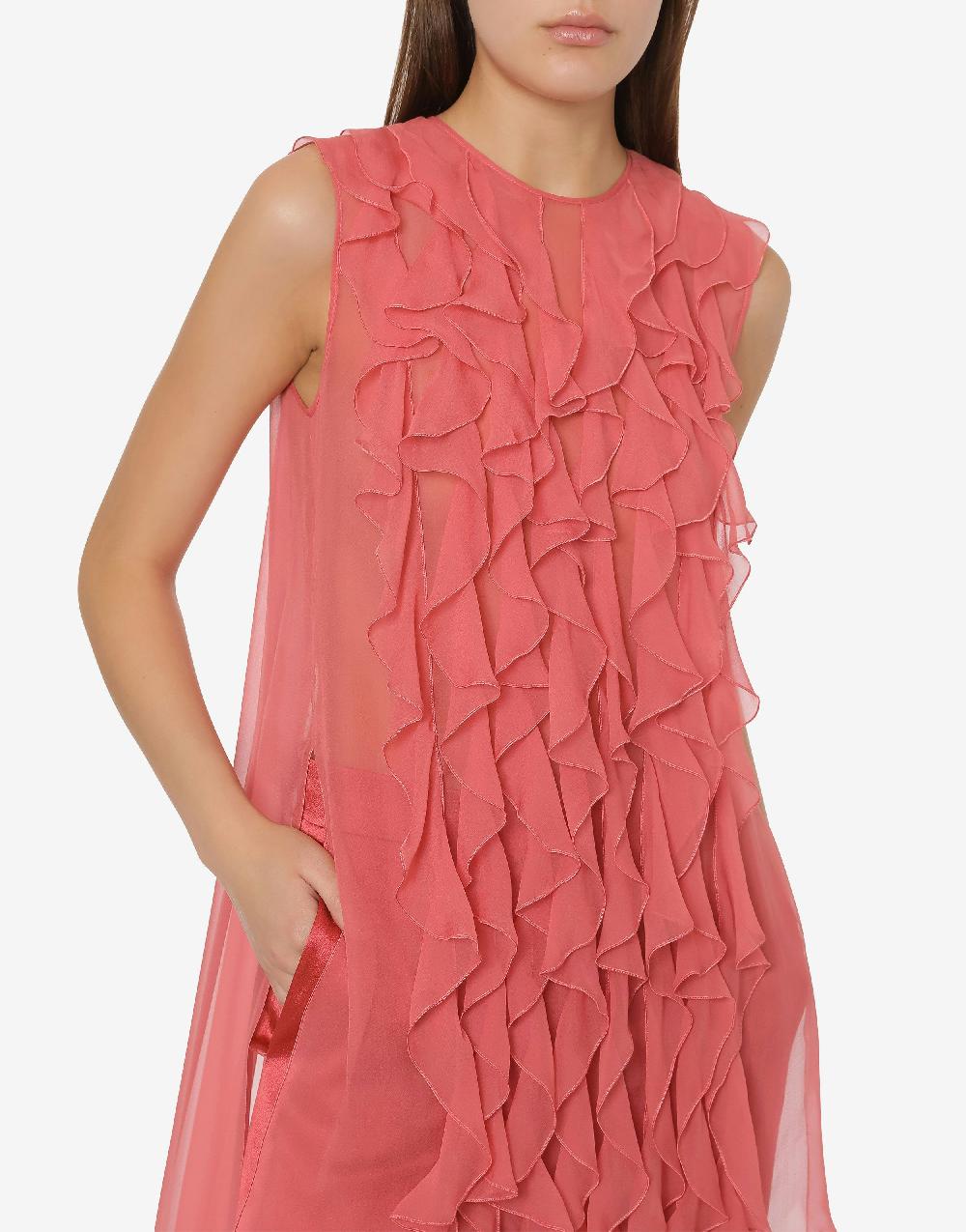 Alberta Ferretti Blusa in chiffon organico con ruches Spedizione Gratuita