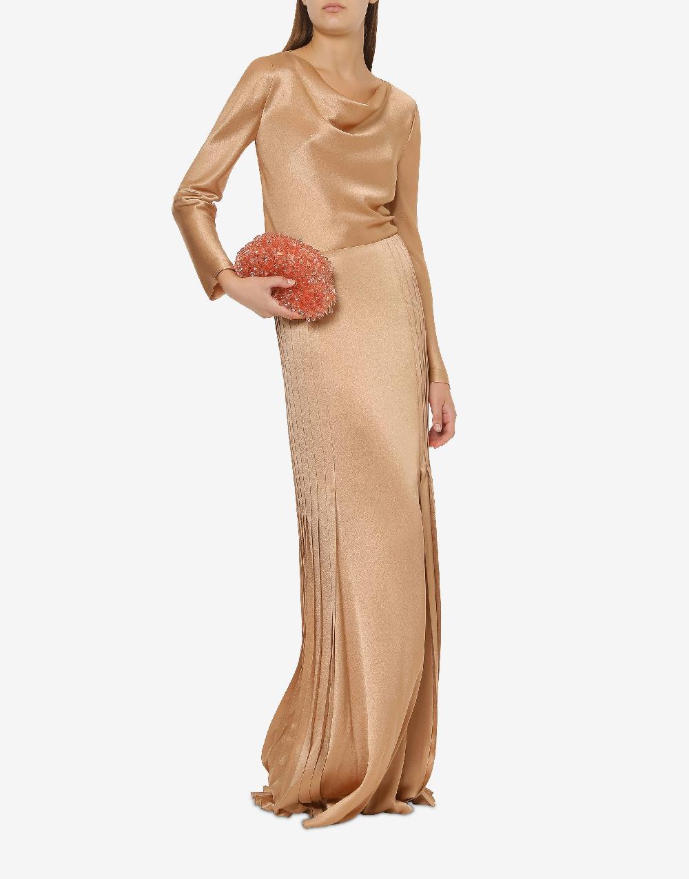 Alberta Ferretti Gonna lunga in raso con plissé Qualità Garantita