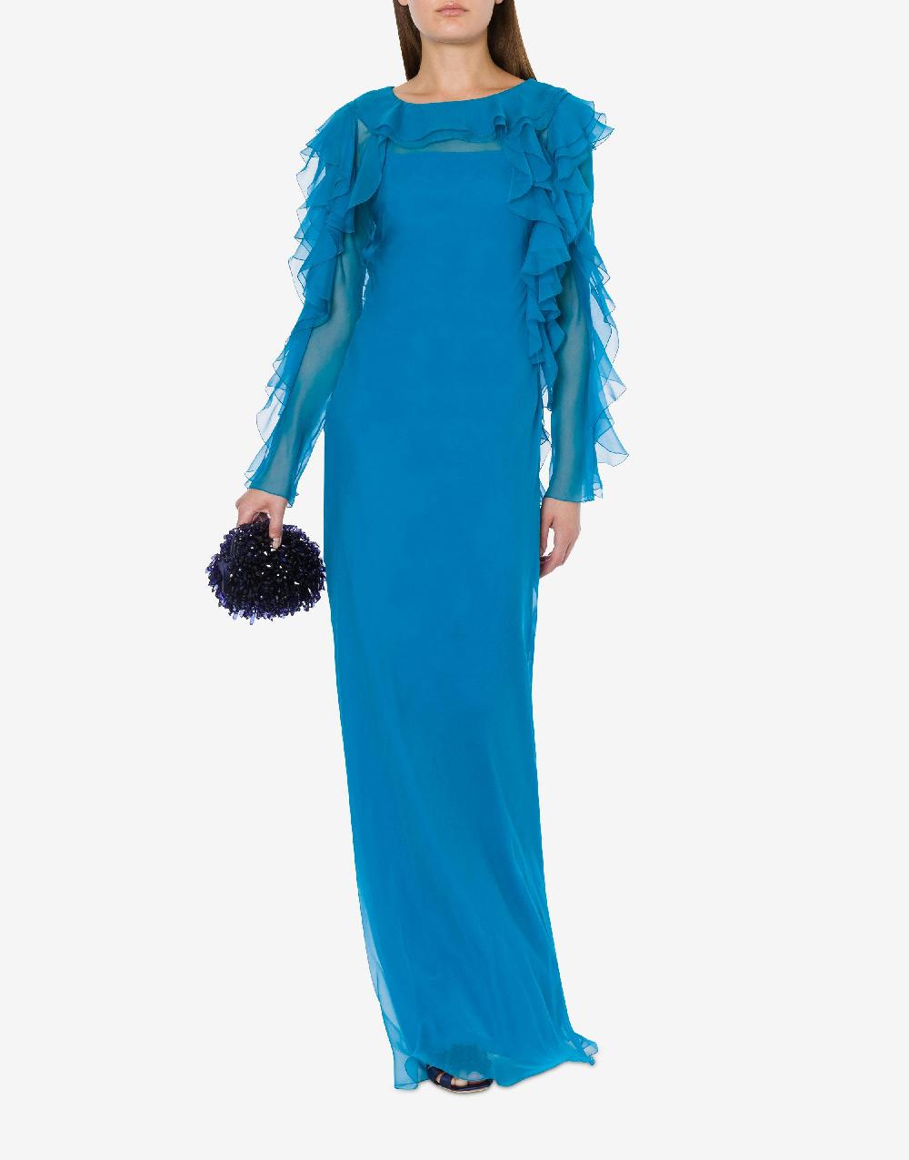 Alberta Ferretti Abito lungo in chiffon organico Cocktail Offerte