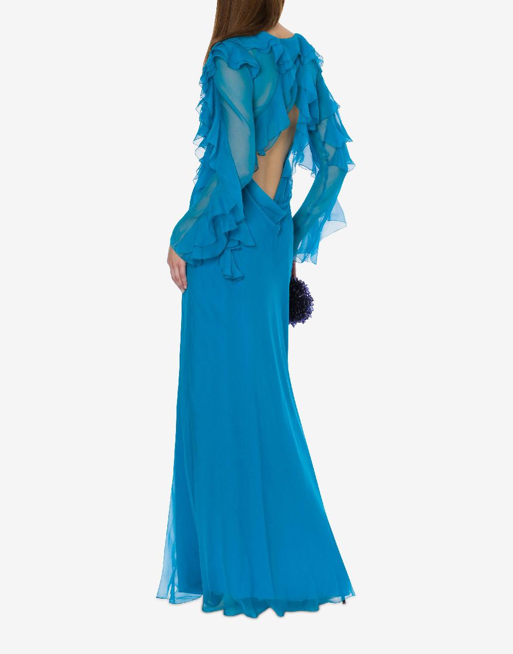 Alberta Ferretti Abito lungo in chiffon organico Cocktail Offerte