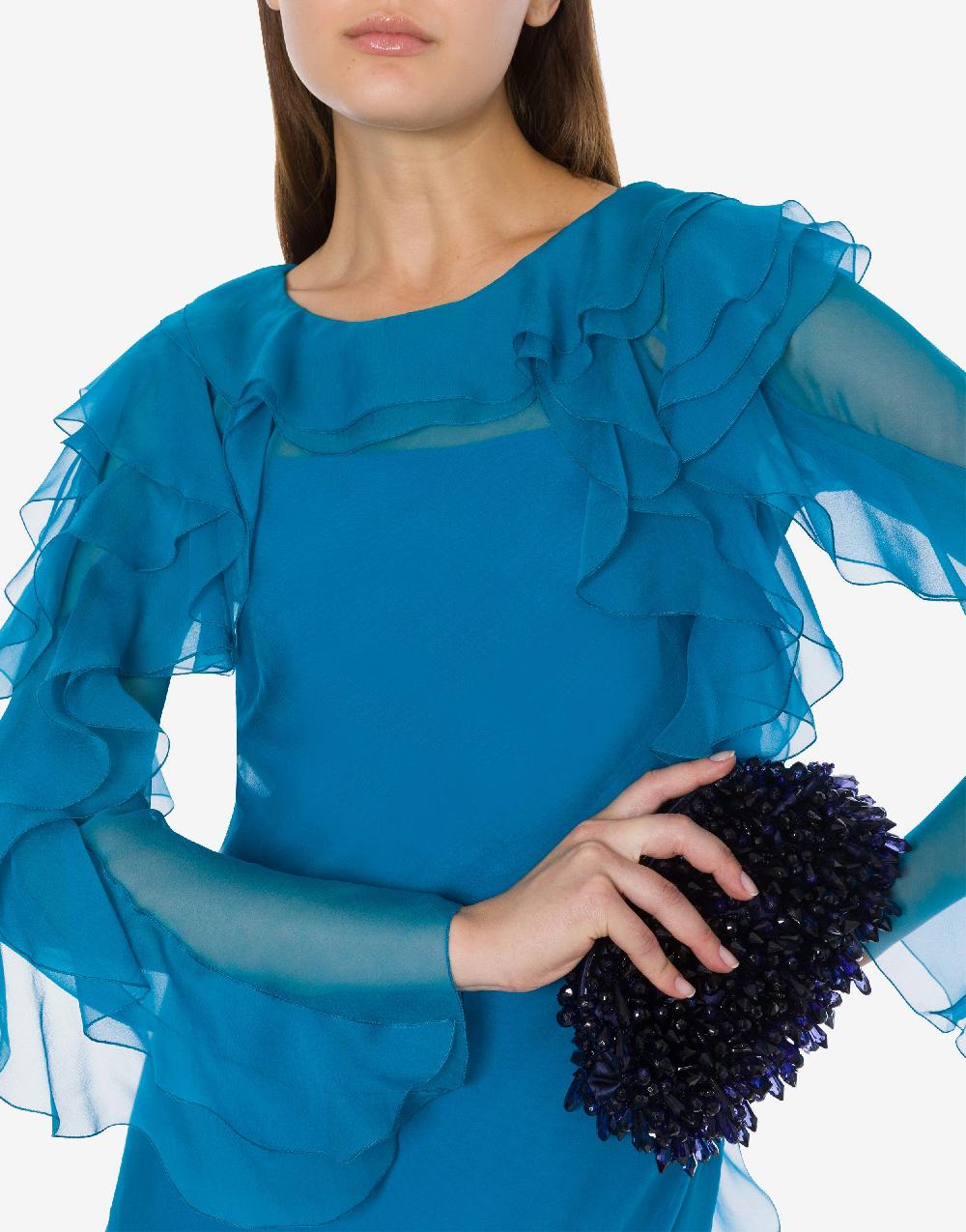 Alberta Ferretti Abito lungo in chiffon organico Cocktail Offerte