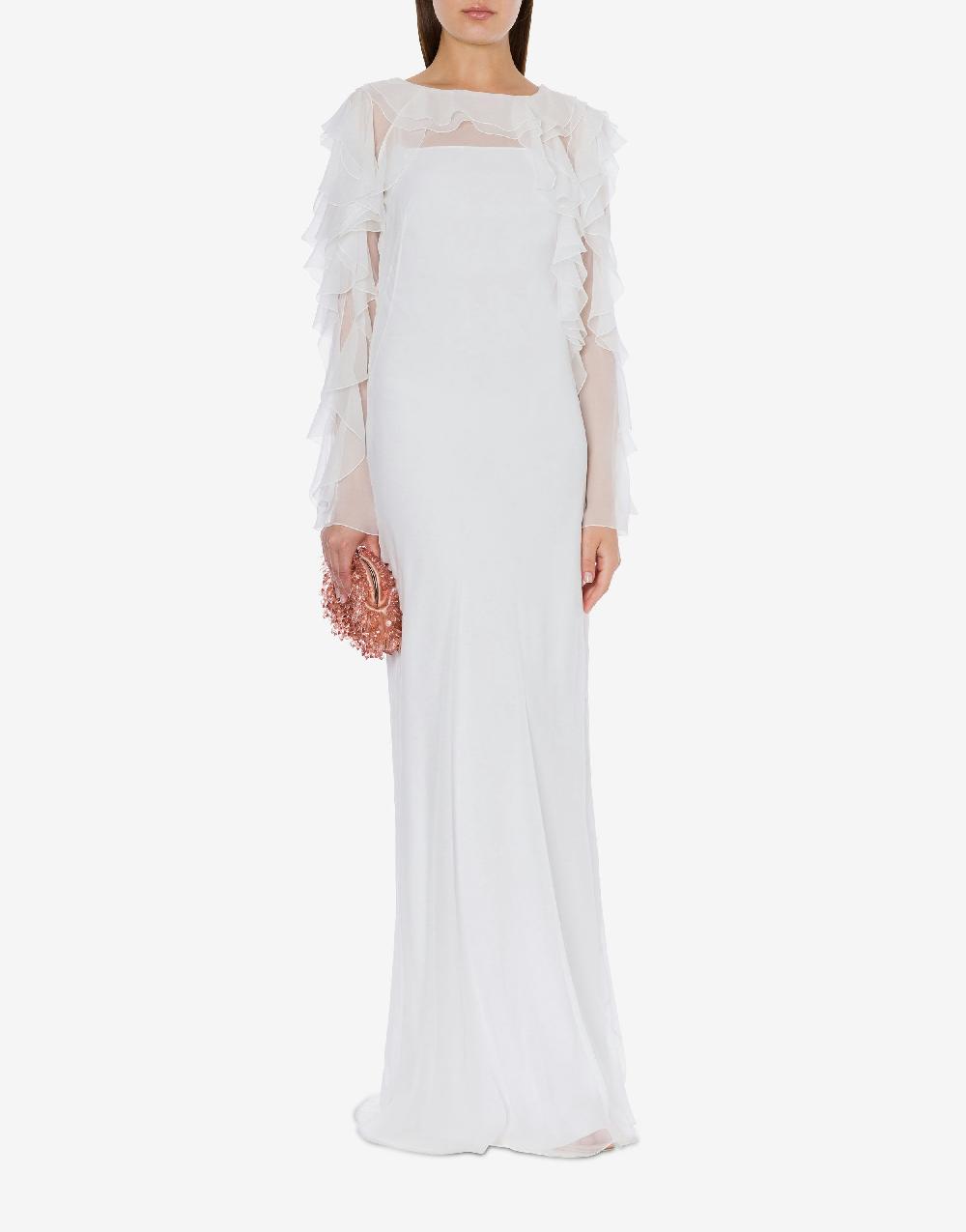 Alberta Ferretti Abito lungo in chiffon organico Cocktail Vendita Calda