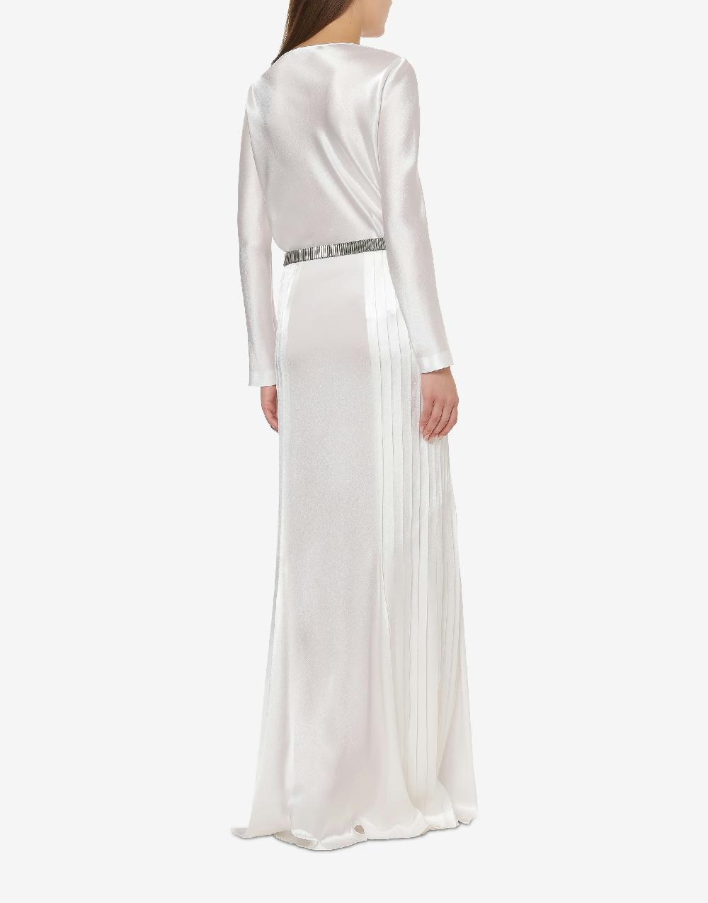 Alberta Ferretti Gonna lunga in raso con plissé Saldi Di Fabbrica