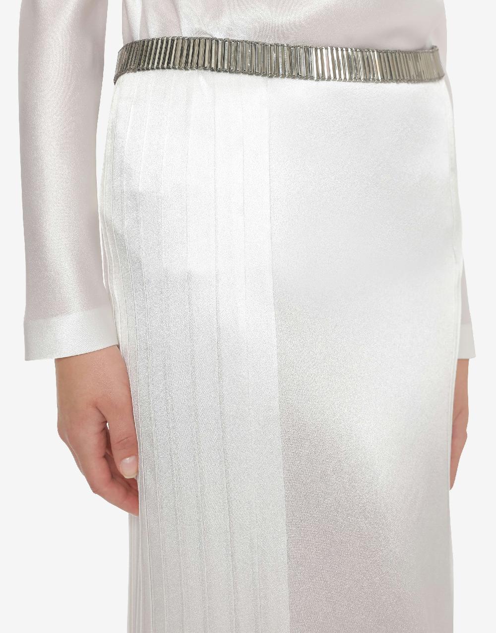 Alberta Ferretti Gonna lunga in raso con plissé Saldi Di Fabbrica