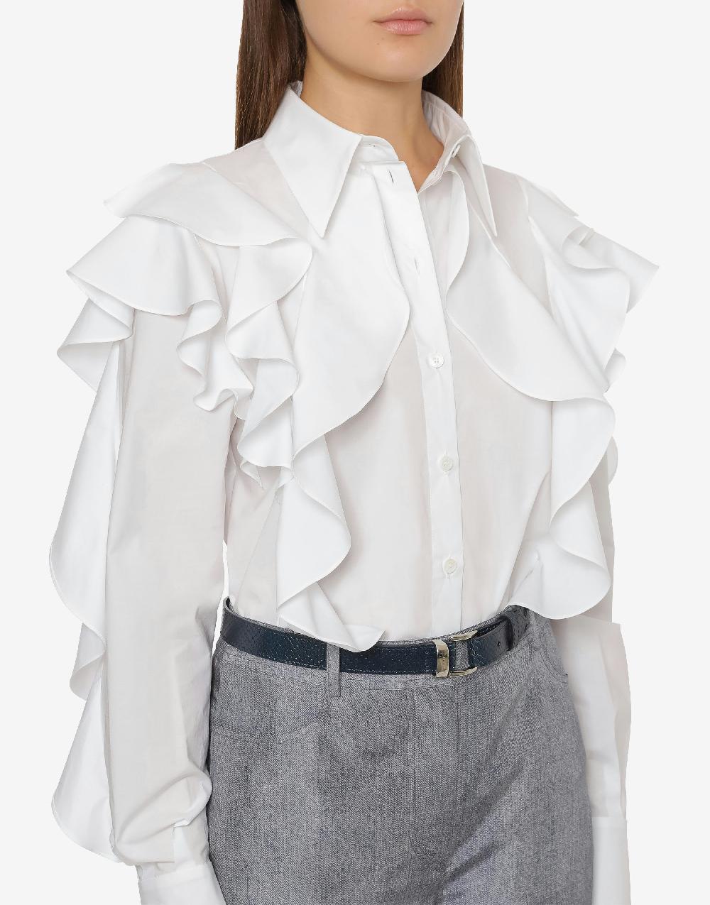 Alberta Ferretti Camicia in popeline stretch con ruches Offerta migliore