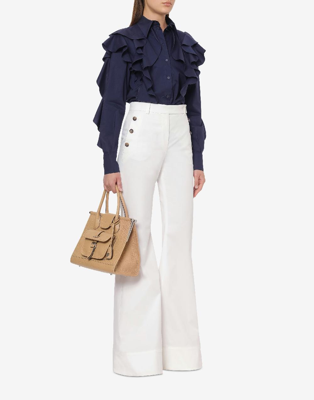 Alberta Ferretti Camicia in popeline stretch con ruches Italy