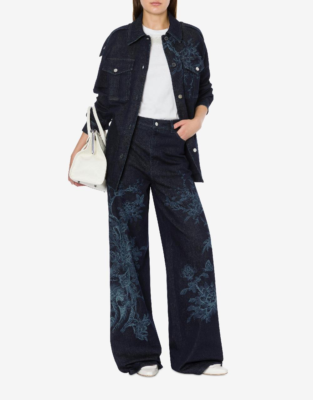 Alberta Ferretti Shirt jacket in denim con stampa ciliegio e farfalle Italia