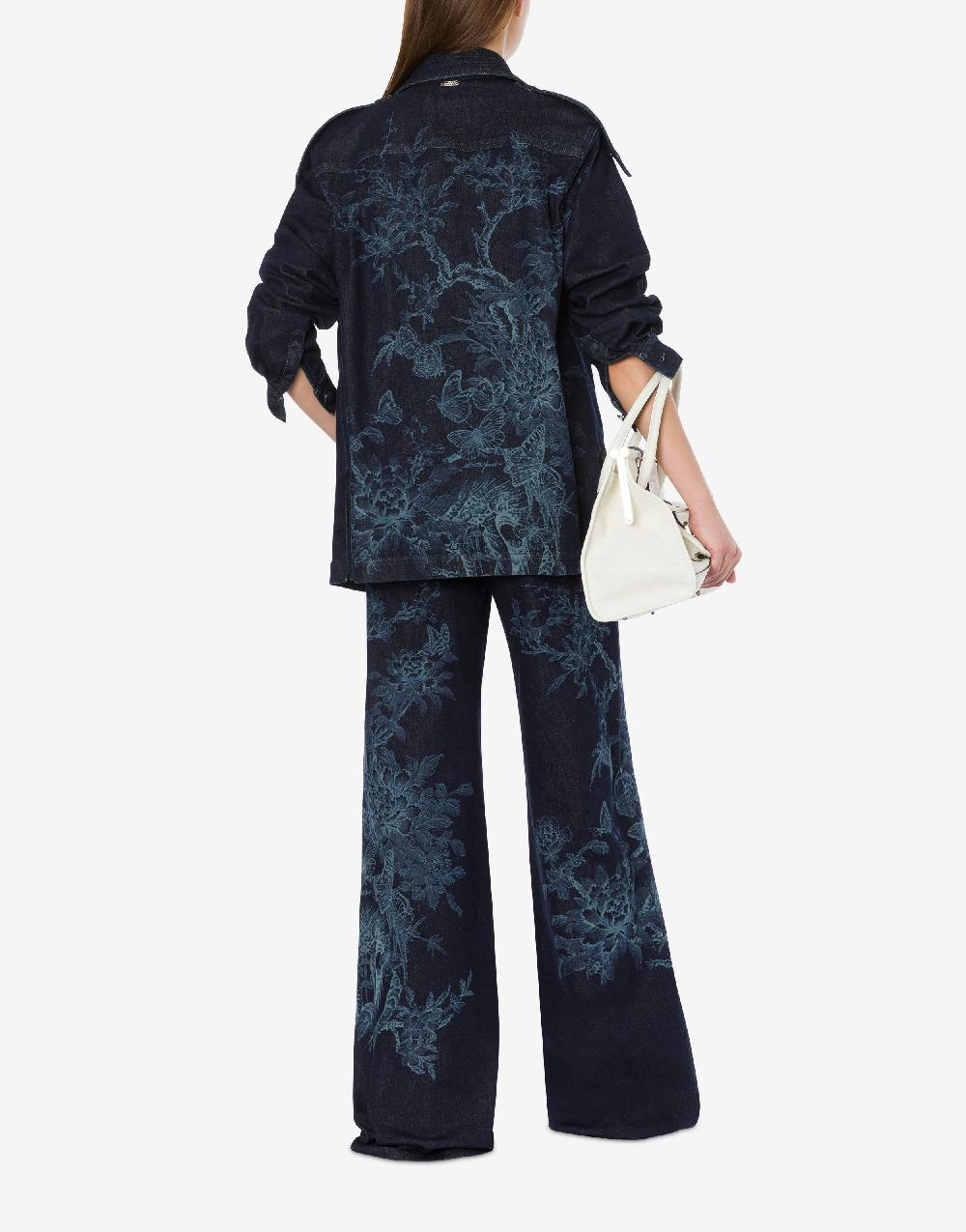 Alberta Ferretti Shirt jacket in denim con stampa ciliegio e farfalle Italia