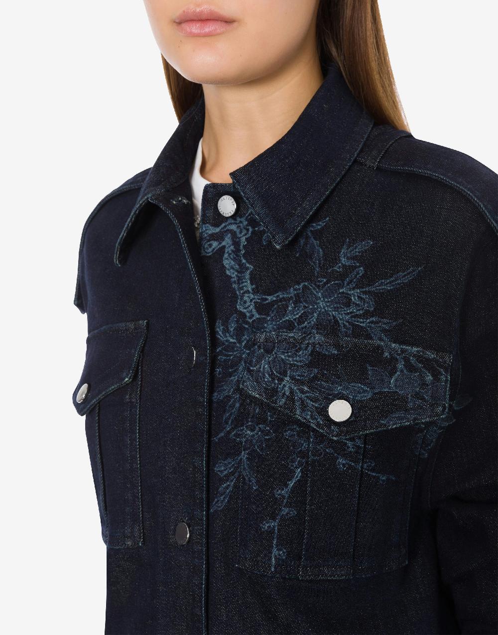Alberta Ferretti Shirt jacket in denim con stampa ciliegio e farfalle Italia