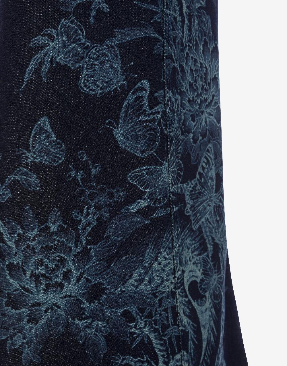 Alberta Ferretti Gonna in denim con disegno ciliegio e farfalle 2025