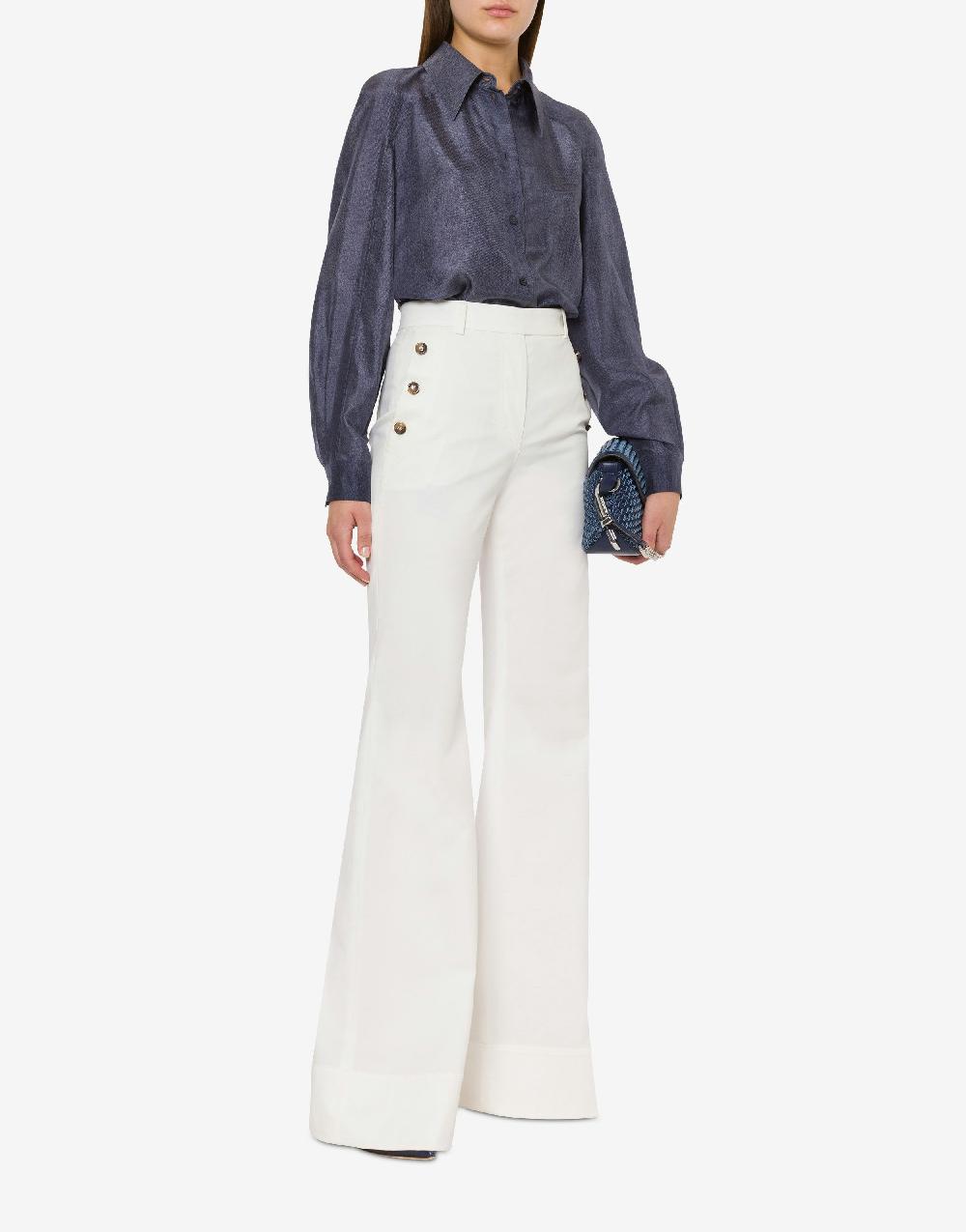 Alberta Ferretti Camicia in habotai stampa denim Grandi sconti