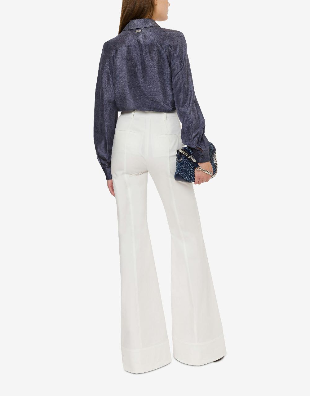 Alberta Ferretti Camicia in habotai stampa denim Grandi sconti