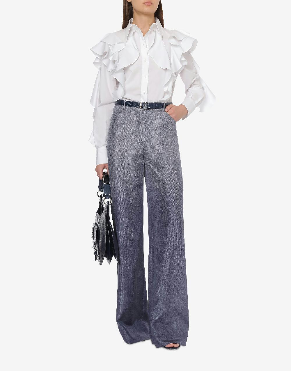 Alberta Ferretti Pantalone oversize in habotai stampa denim Nuovi prodotti