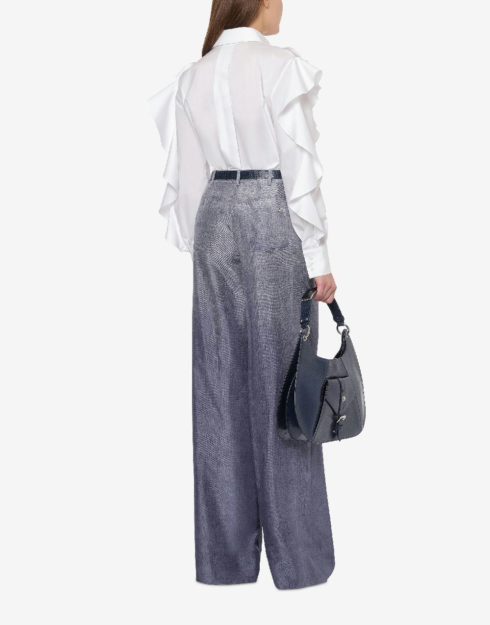 Alberta Ferretti Pantalone oversize in habotai stampa denim Nuovi prodotti