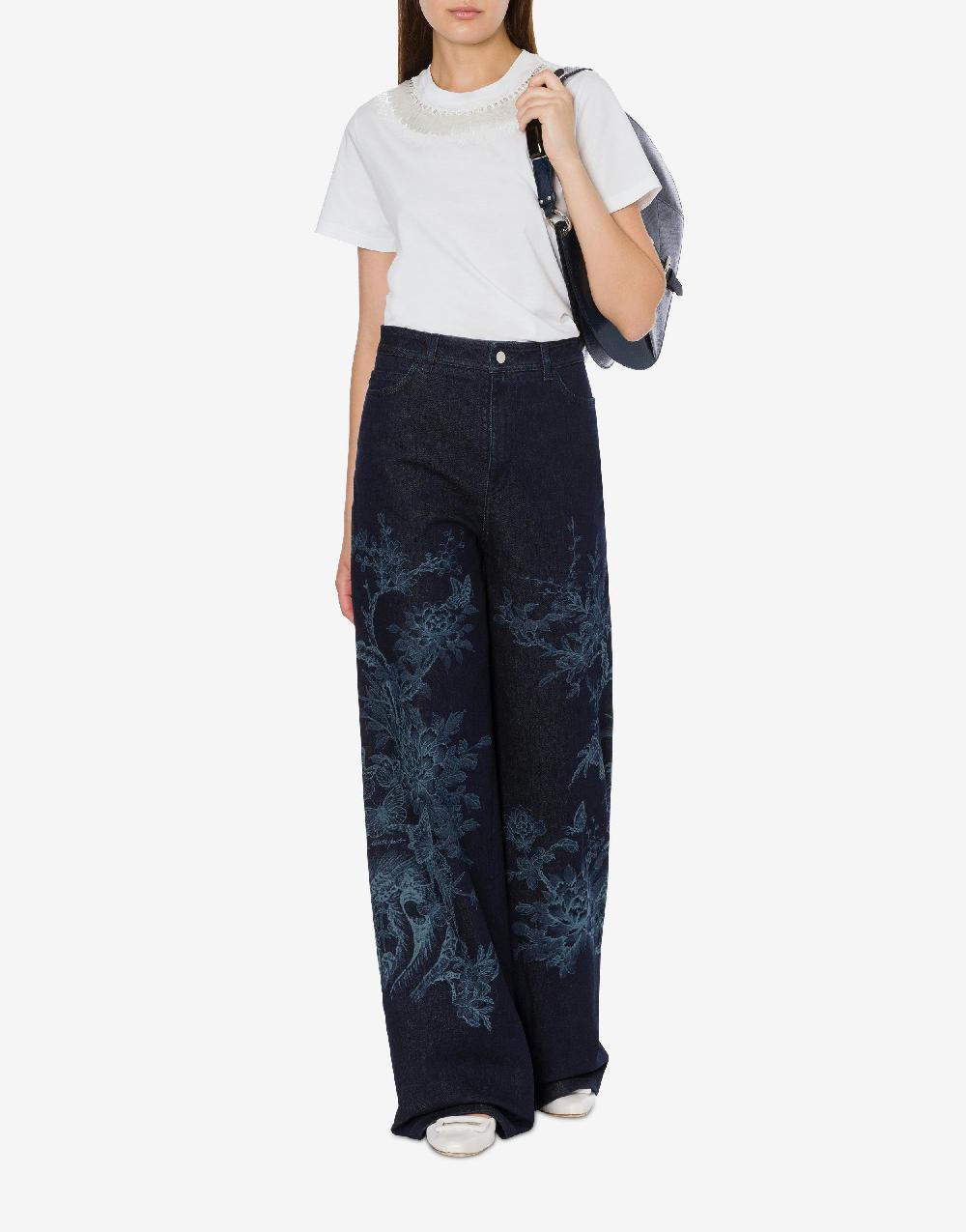 Alberta Ferretti T-shirt in jersey con ricamo paillettes e stones Promozione