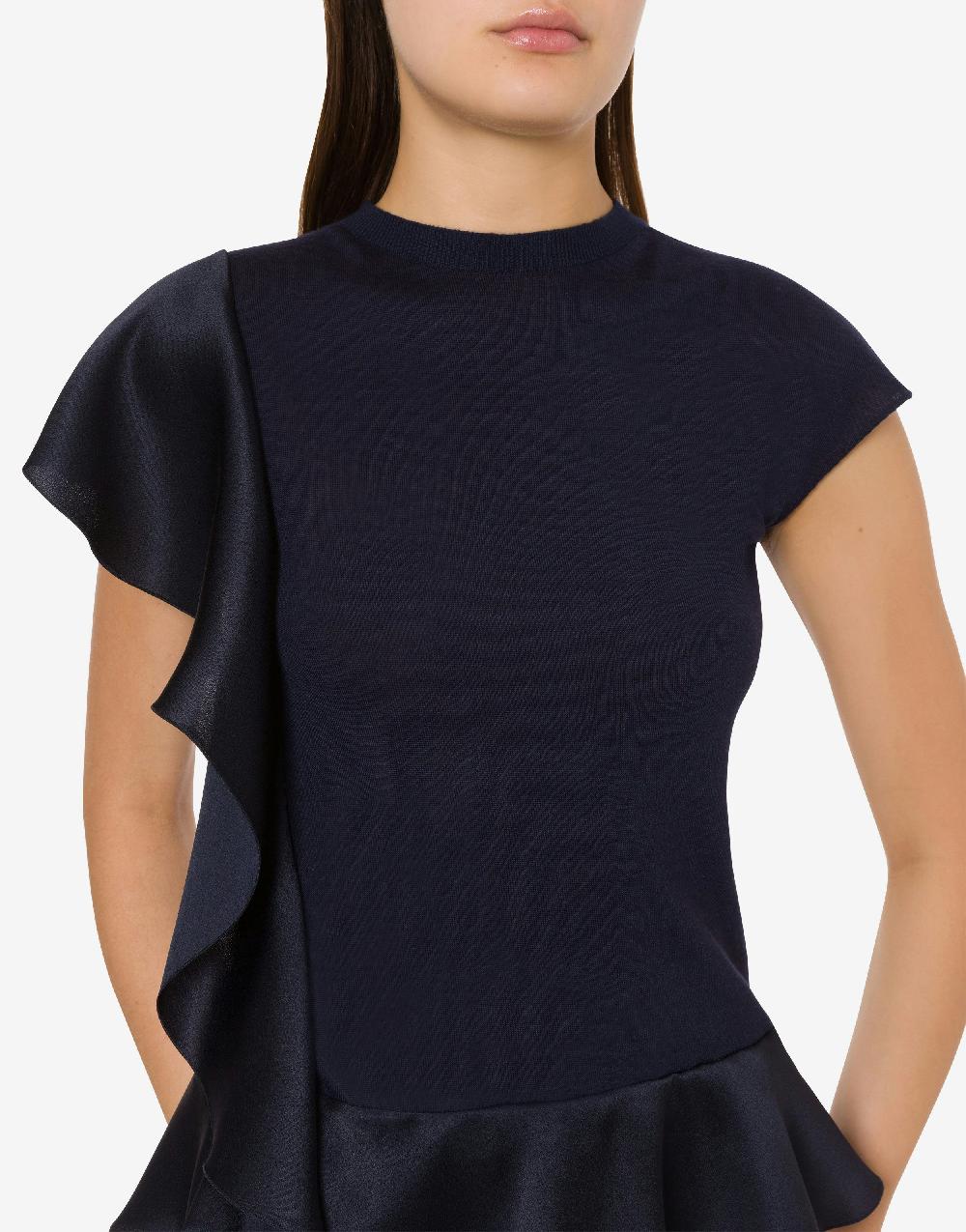 Alberta Ferretti Maglia in cashmere e seta con ruches Consegna Veloce