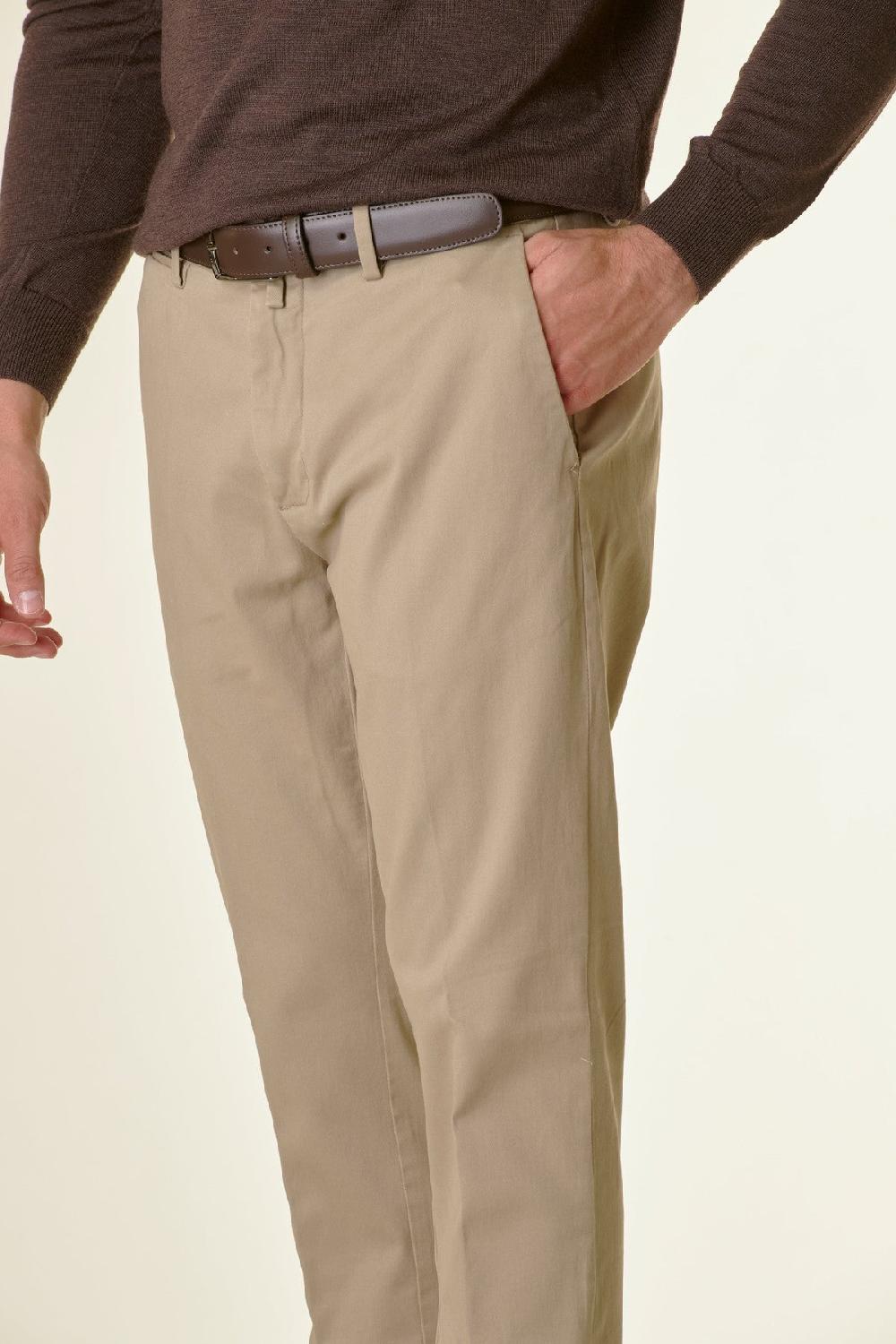 Angelico Pantalone sabbia twill stretch slim Vendita Calda