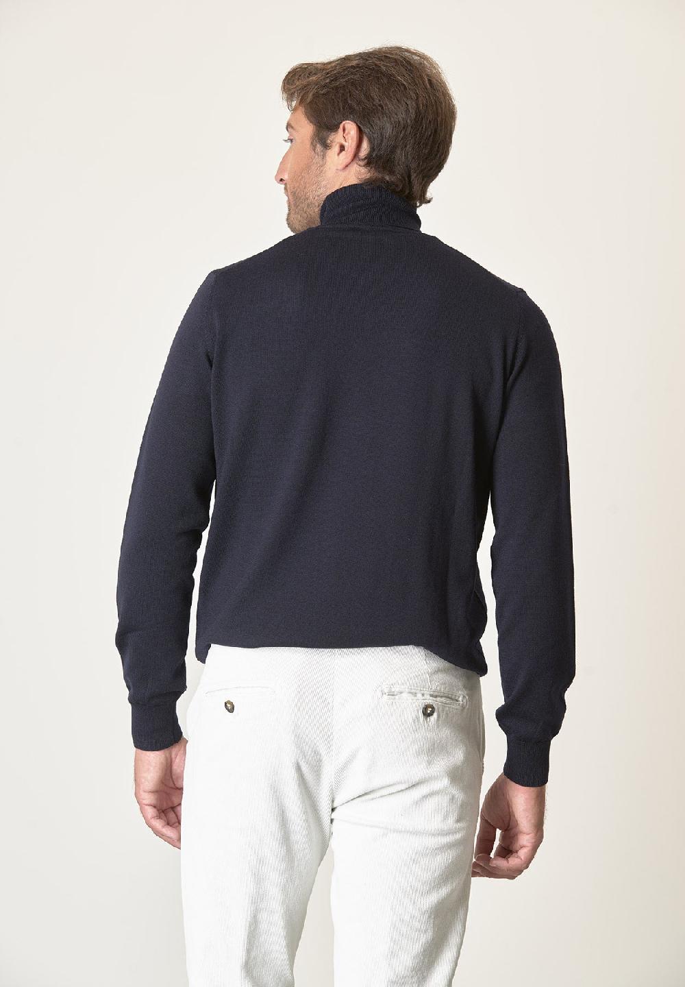 Angelico Dolcevita blu lana merinos extrafine Saldi Di Fabbrica