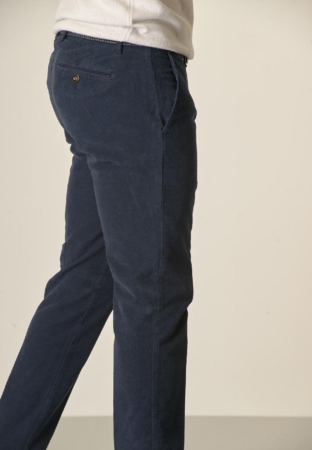 Angelico Pantalone blu fustagno jacquard cotone slim fit Italy