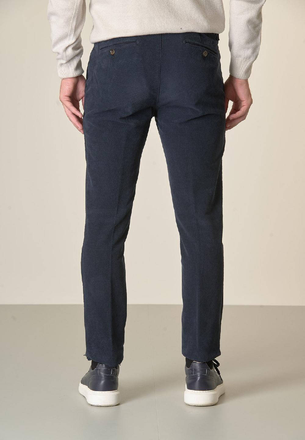 Angelico Pantalone blu fustagno jacquard cotone slim fit Italy