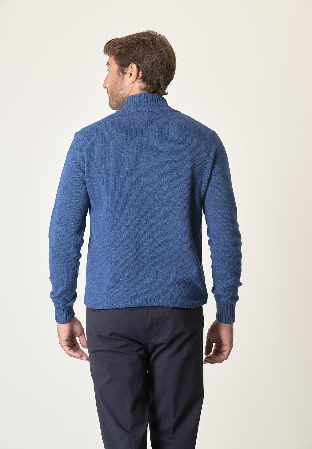 Angelico Lupetto zip blu denim misto lana 2025