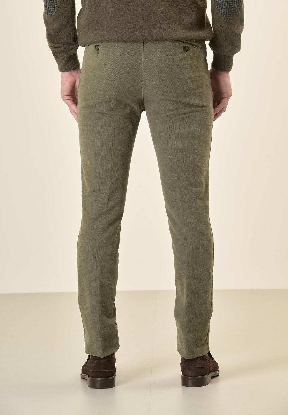 Angelico Pantalone verde fustagno jacquard cotone slim fit In Linea